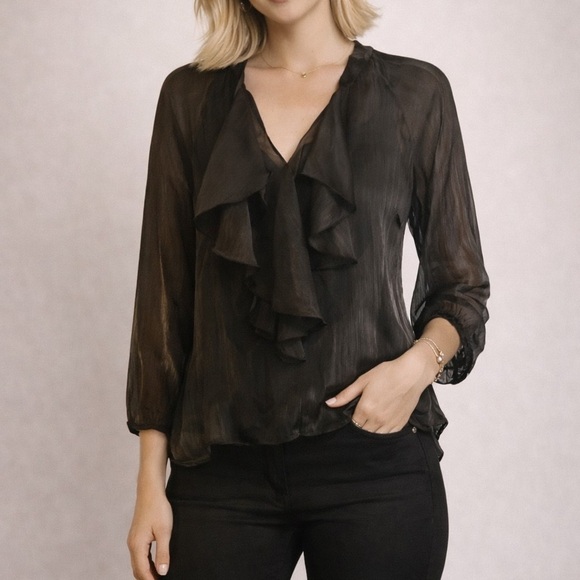 NWT CQ By CQ Black Sheer Blouse - Picture 8 of 9